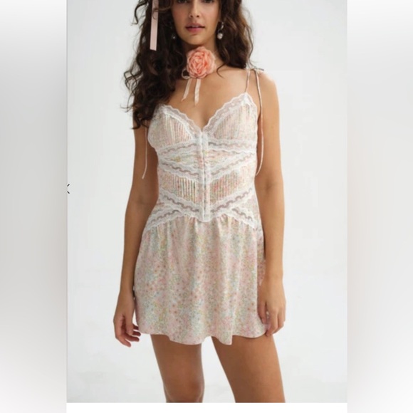 For Love And Lemons Other - For Love And Lemons Cream Chemise with Delicate Lace